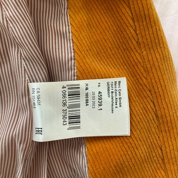 Marc Cain Mustard Corduroy Blazer with Leather Trim – Size N3 / US 8 - Picture 9 of 9